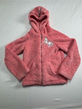 Little Lass Plush Hooded Zip Jacket - Pink